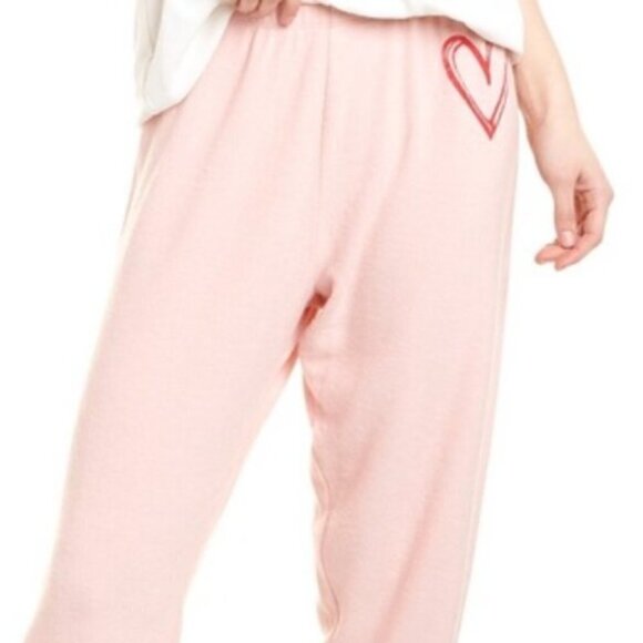 New Wildfox Sketchy Heart Knox Pink Jogger Sweatpants Valentine's NWT - Picture 2 of 10